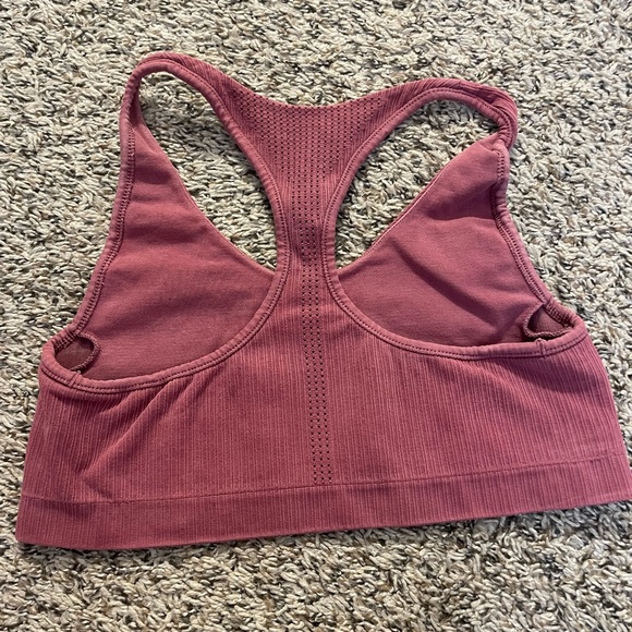 Athleta Pink Ribbed Sports Bra Racerback - Picture 2 of 2